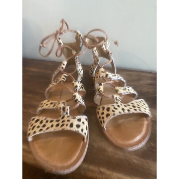 Anthropologie DOLCE VITA Jasmyn Leopard Print Gladiator Sandals Lace Up Size 9 - Picture 6 of 6